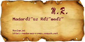 Madarász Rómeó névjegykártya
